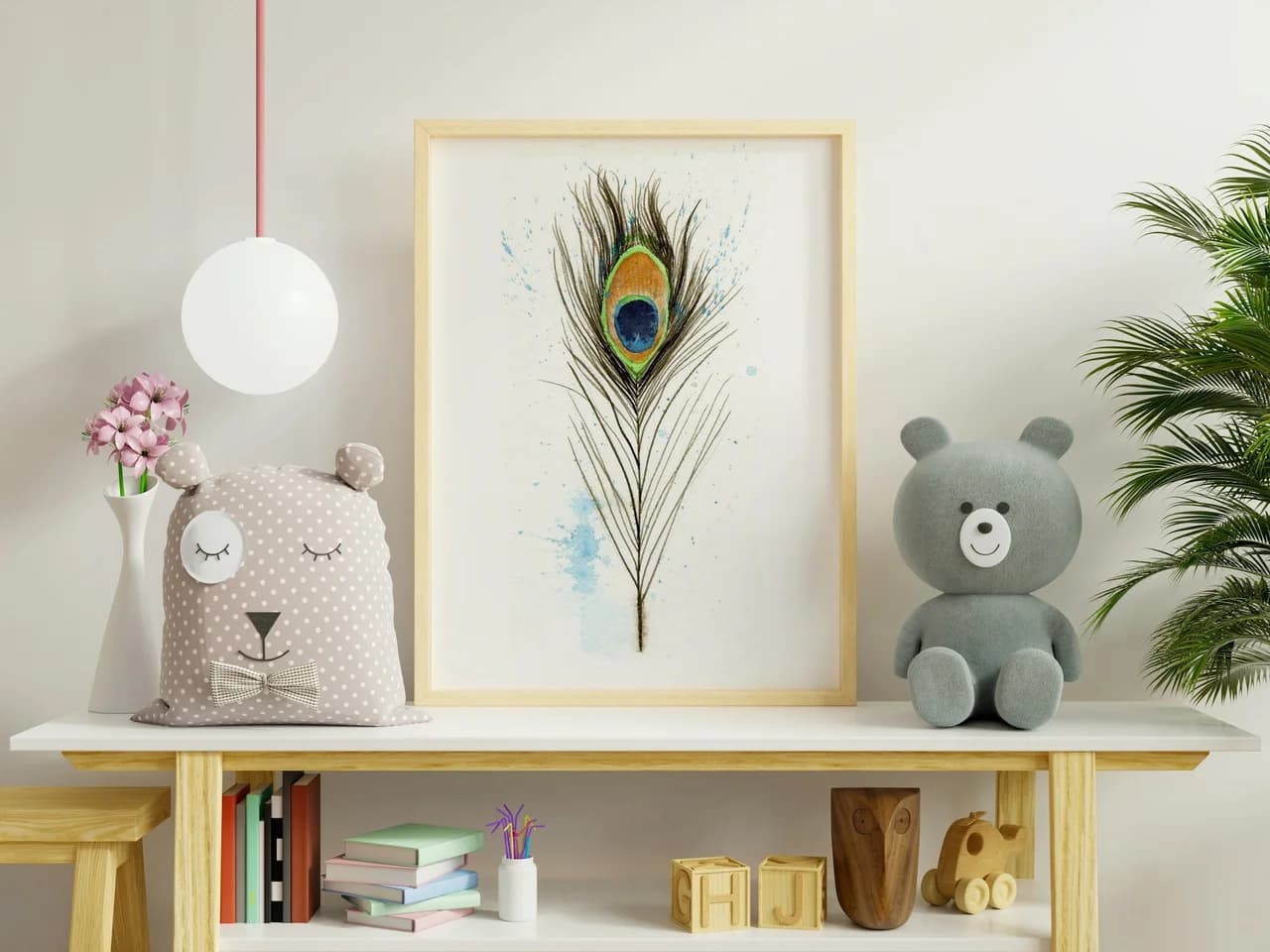 Peacock shown in a room setting