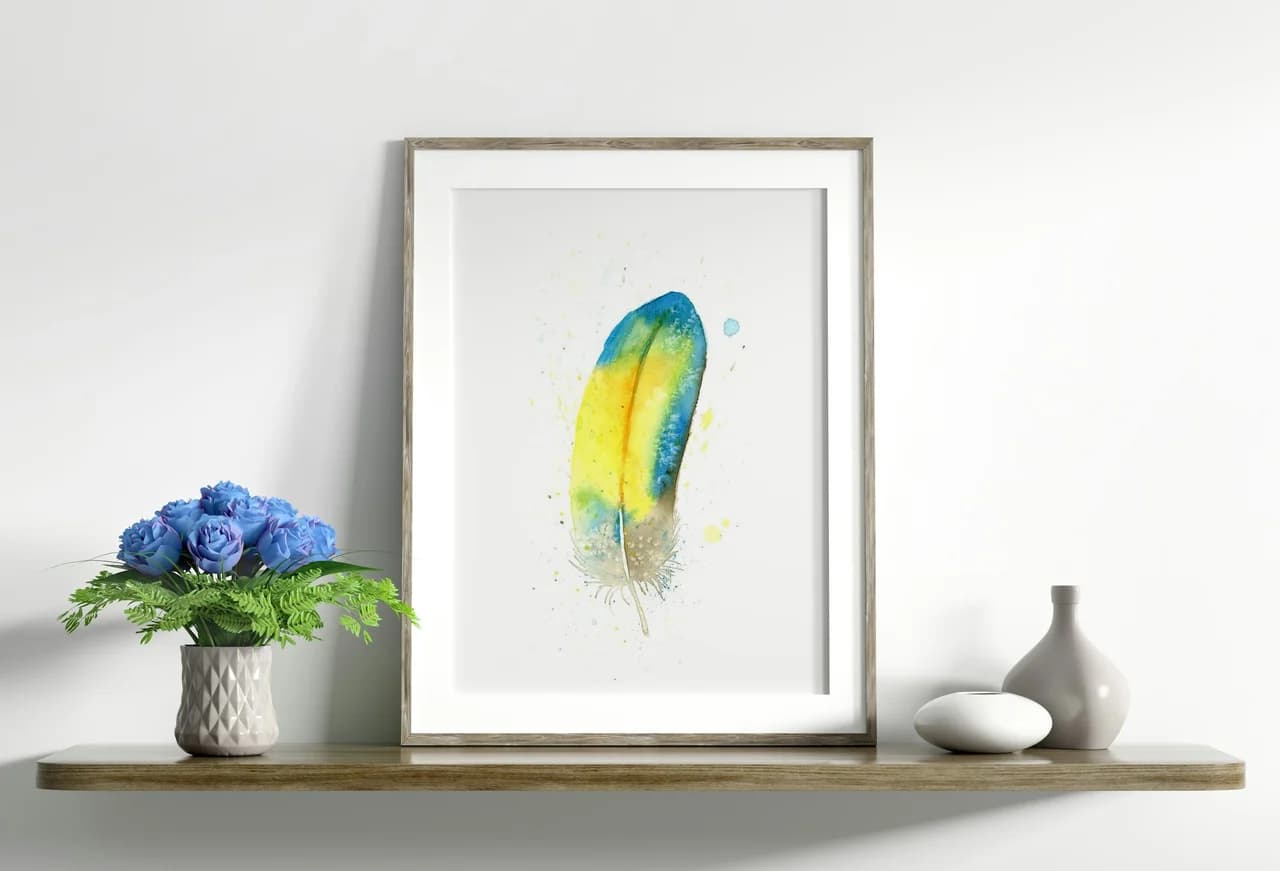 Blue-and-Yellow Macaw shown in a room setting