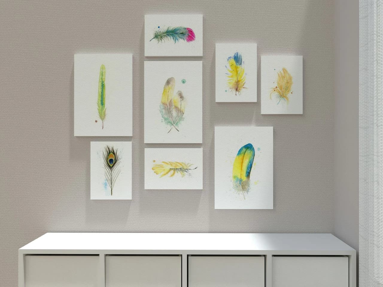 Blue-and-Yellow Macaw shown in a room setting