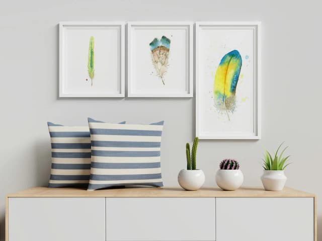 Blue-and-Yellow Macaw shown in a room setting