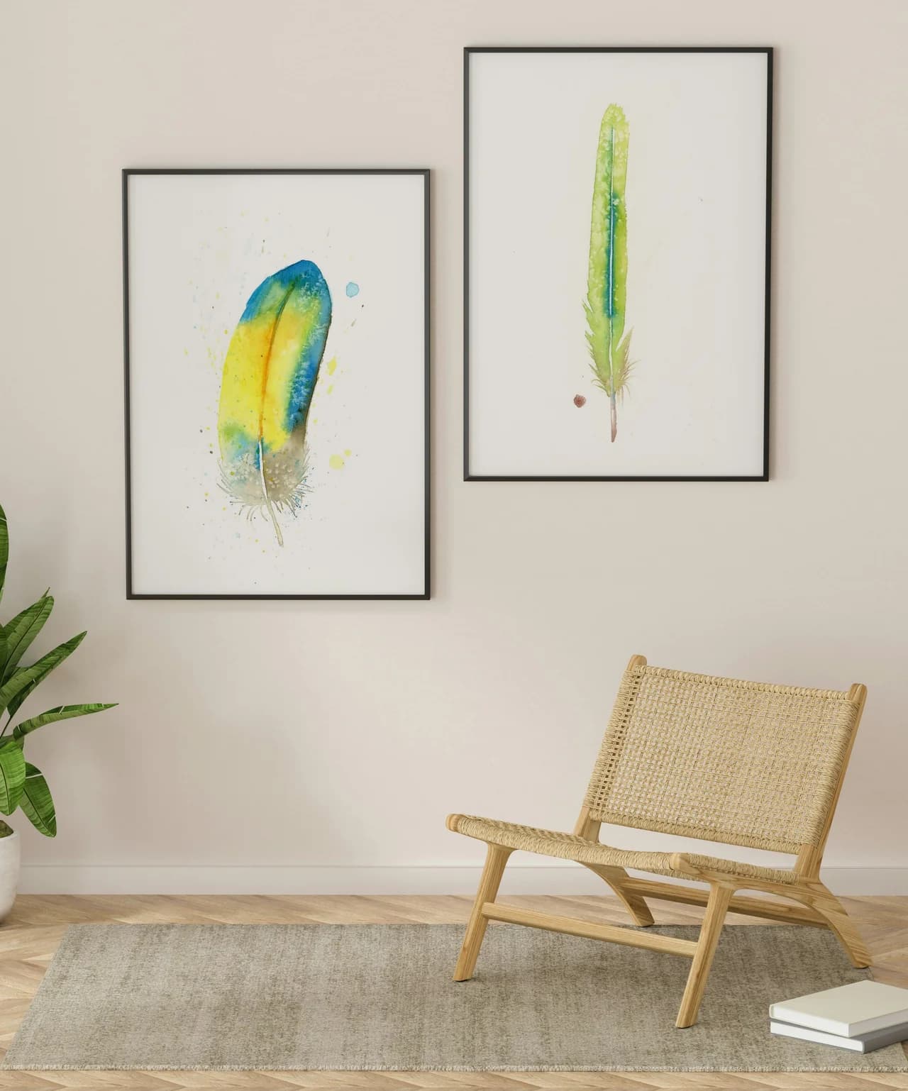 Blue-and-Yellow Macaw shown in a room setting