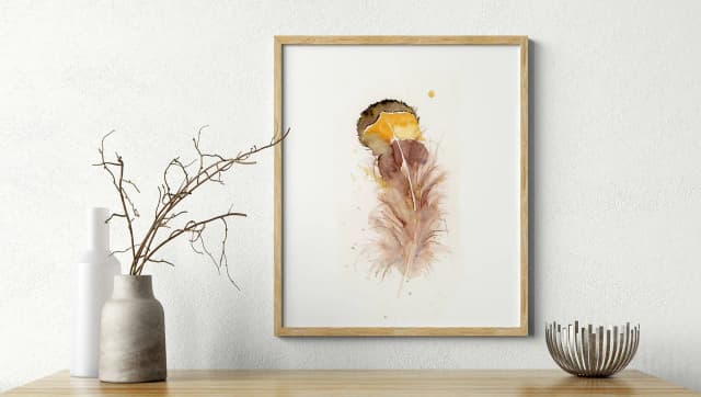 Goldfinch shown in a room setting