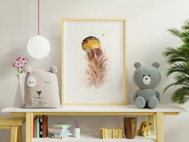 Goldfinch shown in a room setting