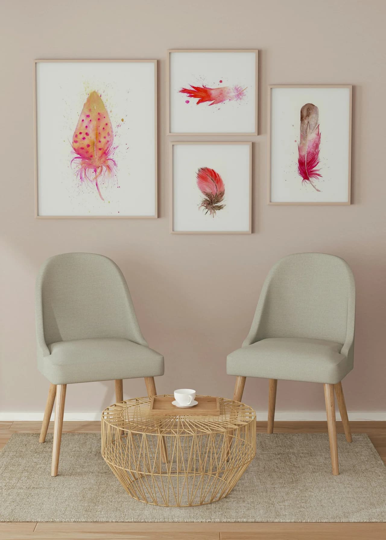 Roseate Spoonbill shown in a room setting