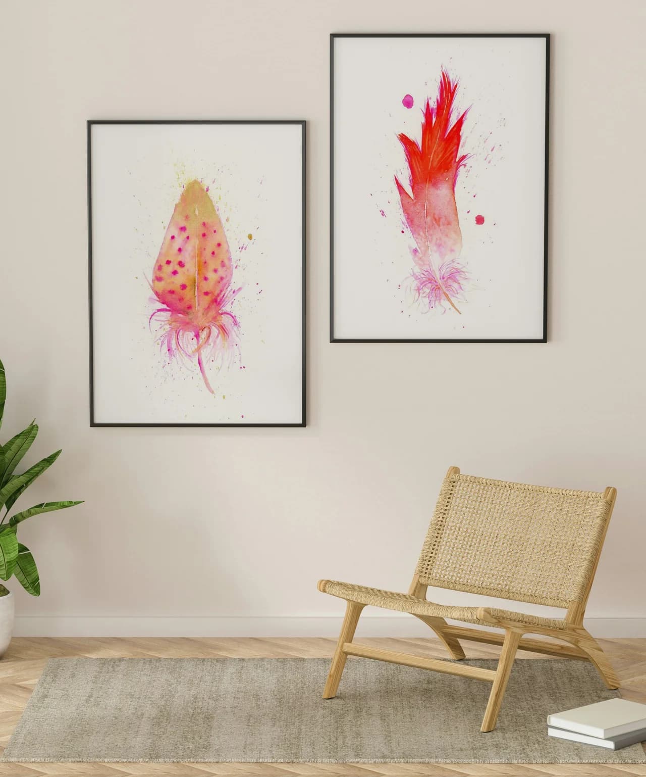 Roseate Spoonbill shown in a room setting