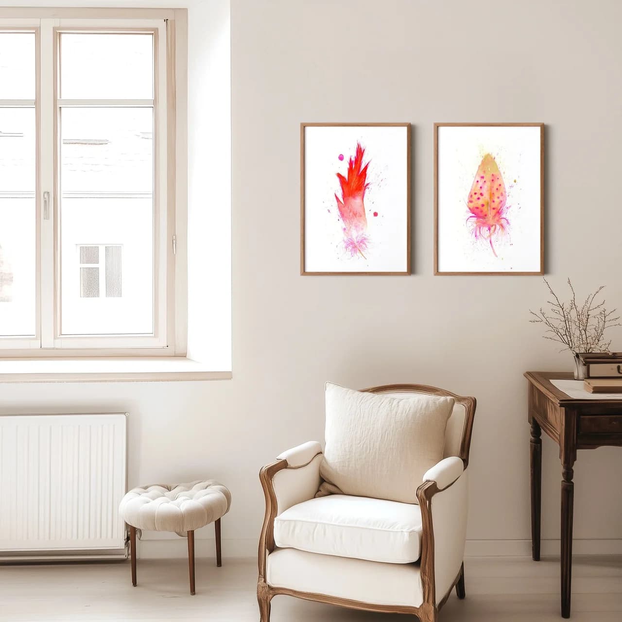 Roseate Spoonbill shown in a room setting
