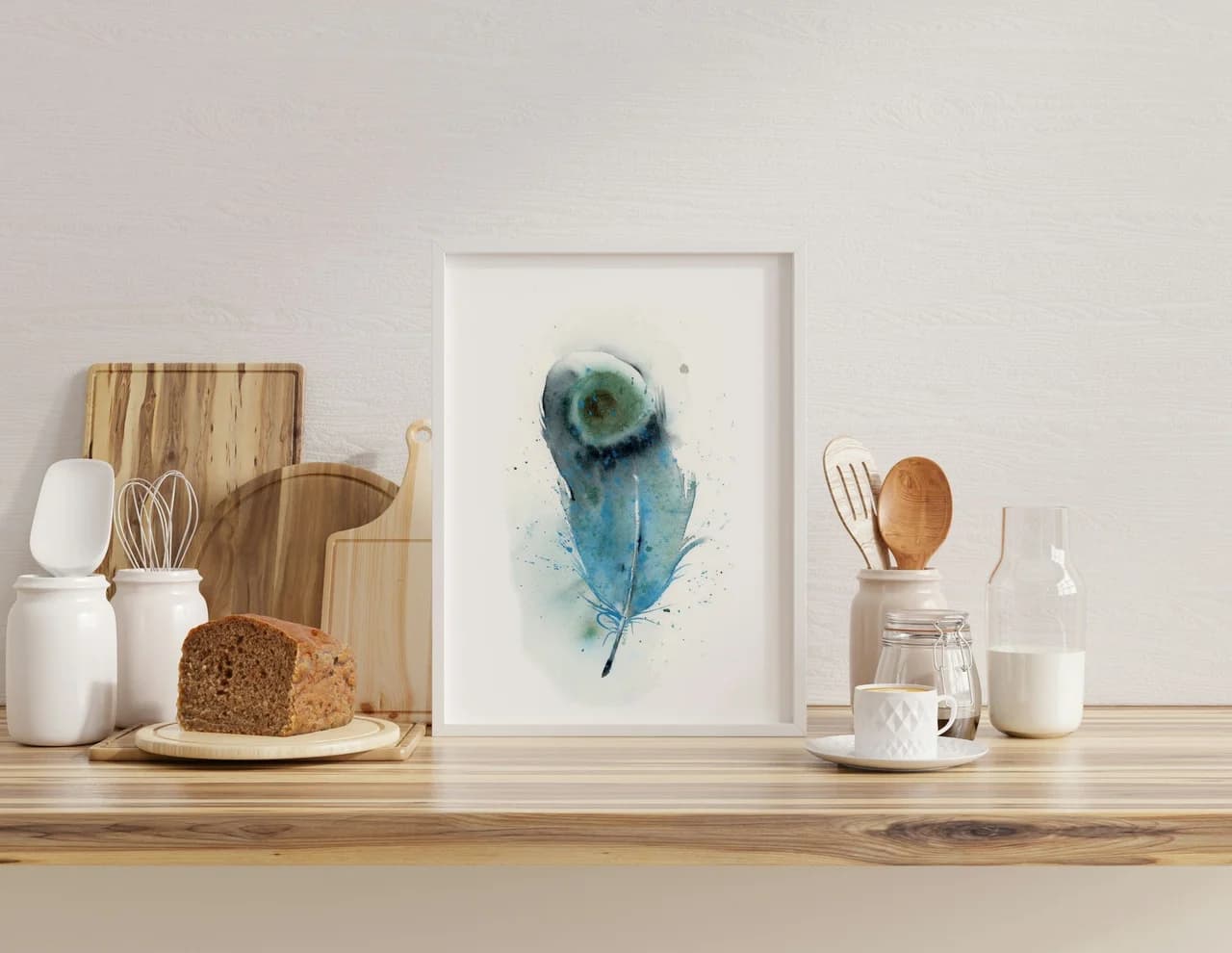 Indian Peafowl shown in a room setting