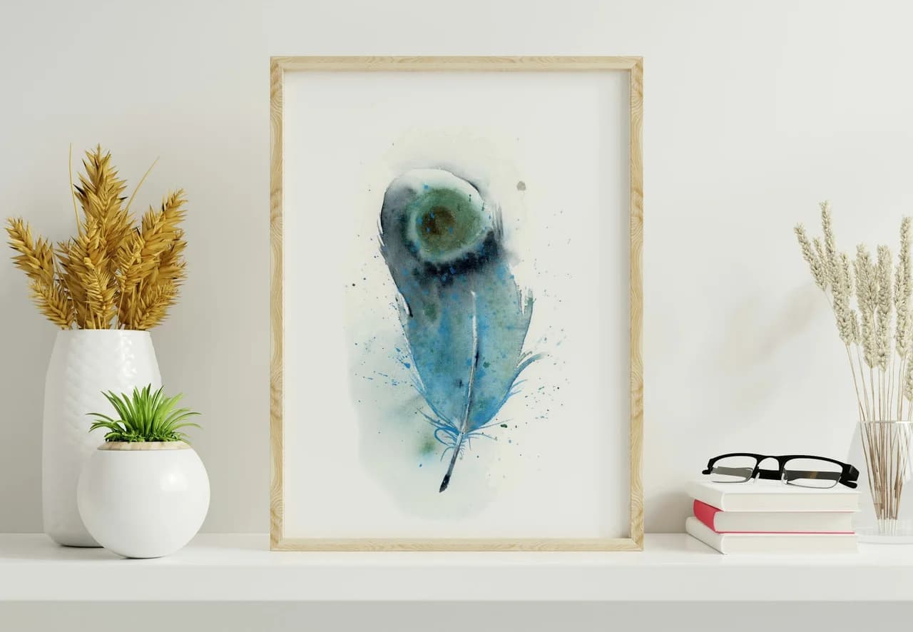 Indian Peafowl shown in a room setting