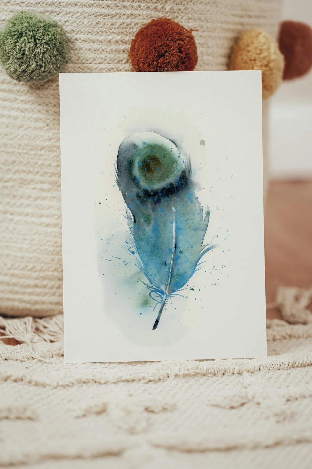 Indian Peafowl shown in a room setting