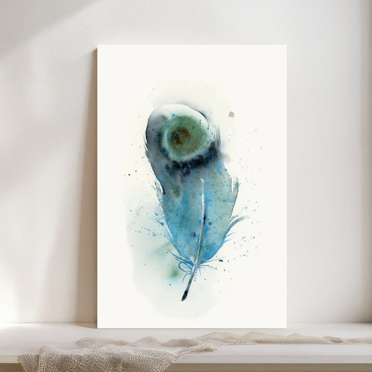 Indian Peafowl shown in a room setting