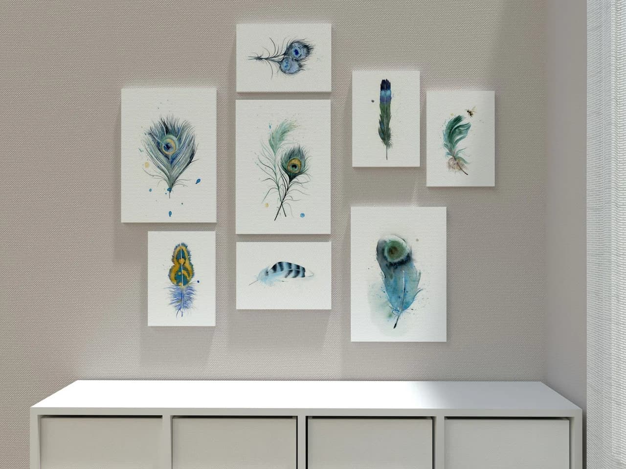 Indian Peafowl shown in a room setting