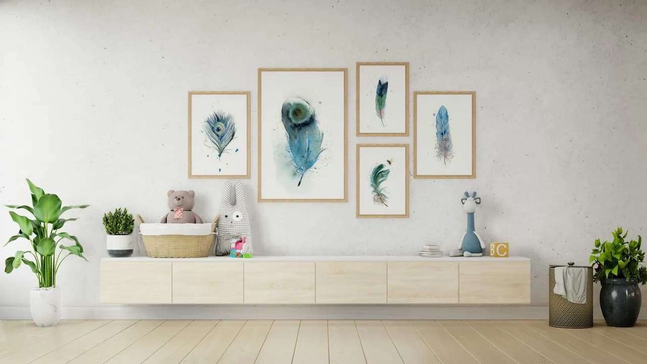 Indian Peafowl shown in a room setting