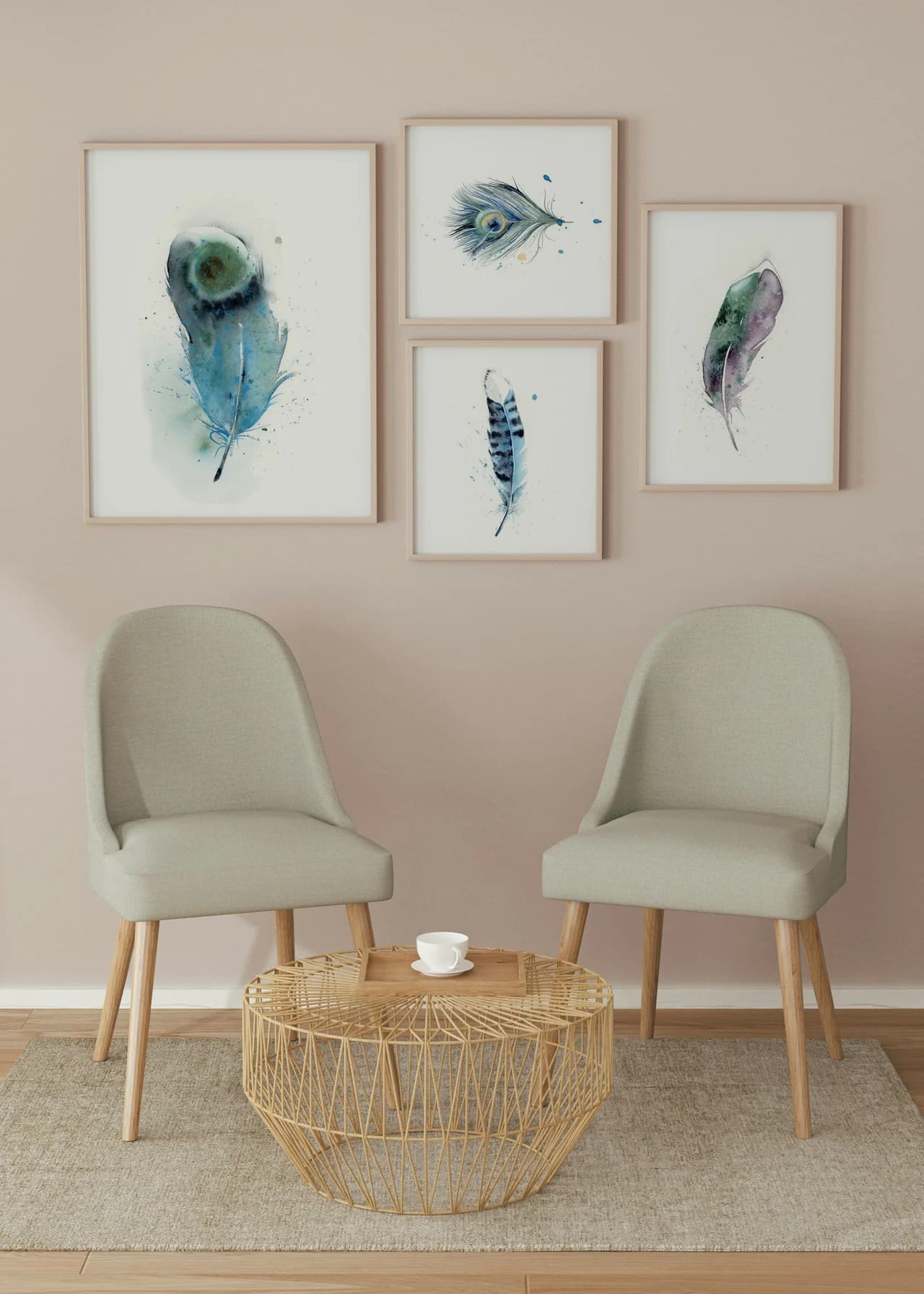 Indian Peafowl shown in a room setting