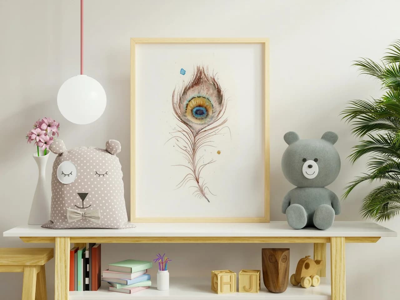 Peacock Inspired shown in a room setting