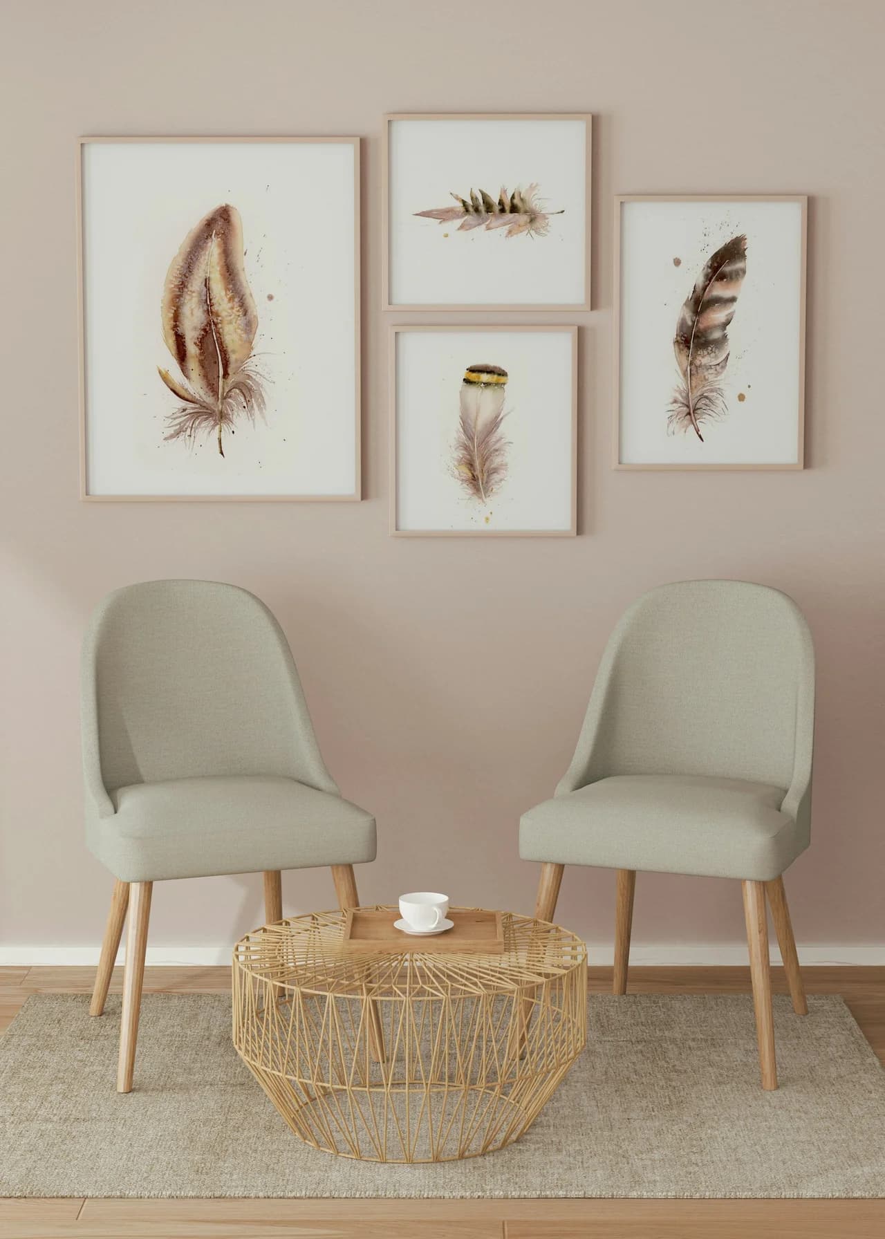 Spoonbill shown in a room setting