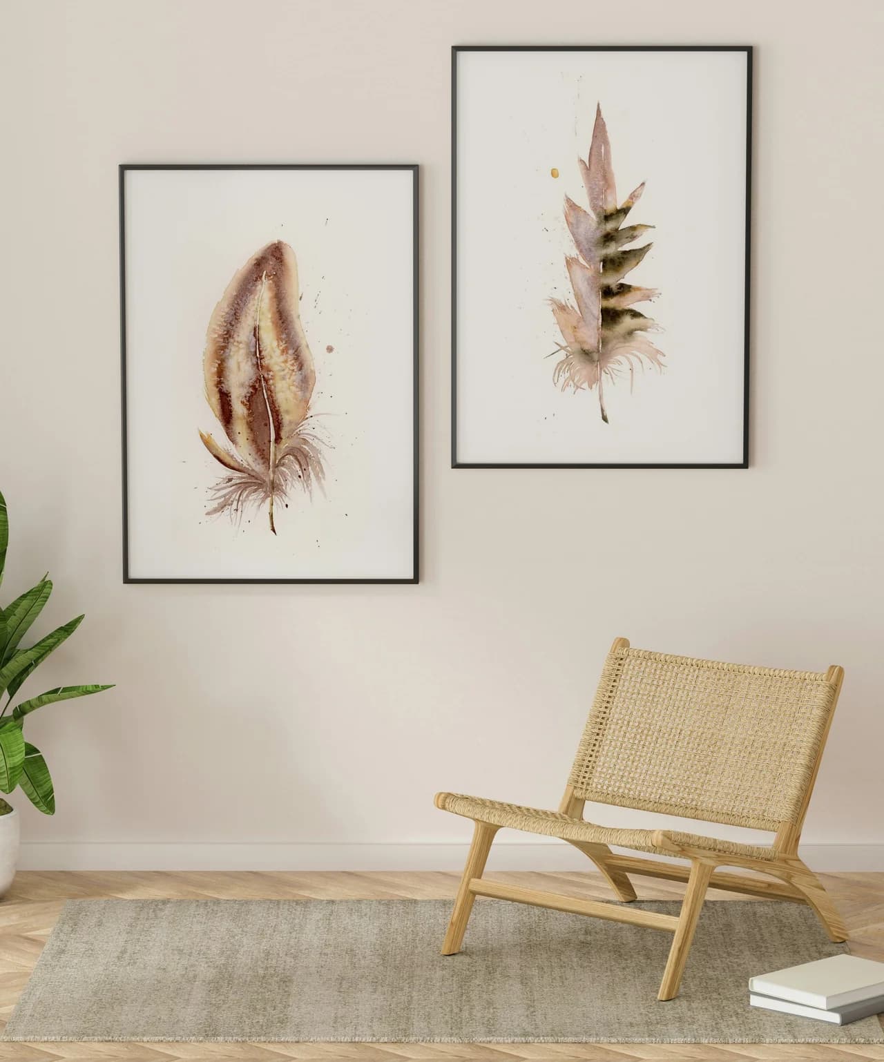 Spoonbill shown in a room setting