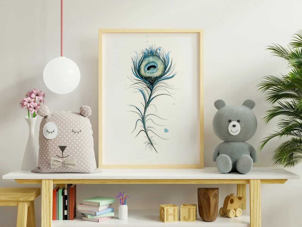 Peacock shown in a room setting