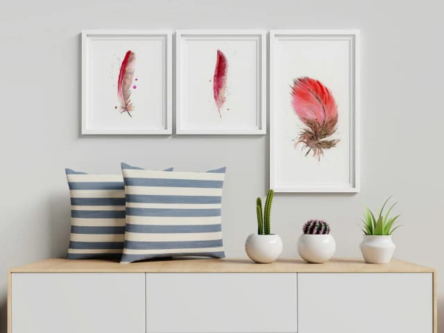 Scarlet Macaw shown in a room setting