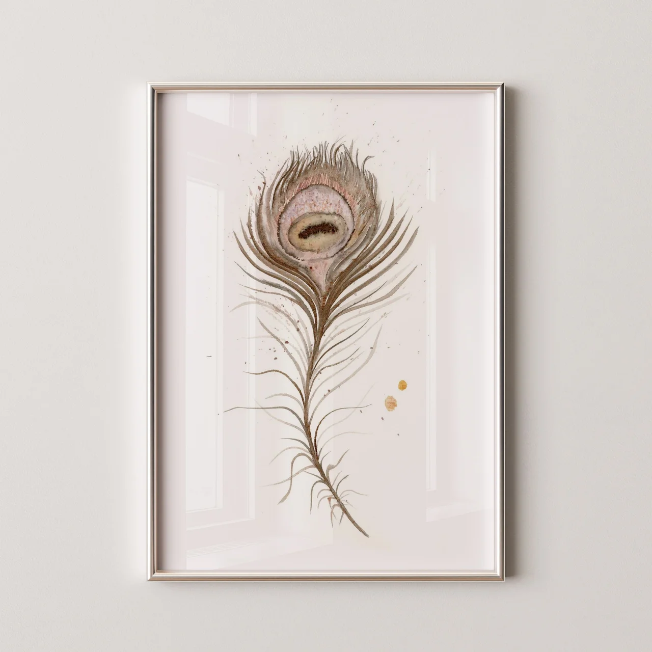 Peafowl shown in a room setting