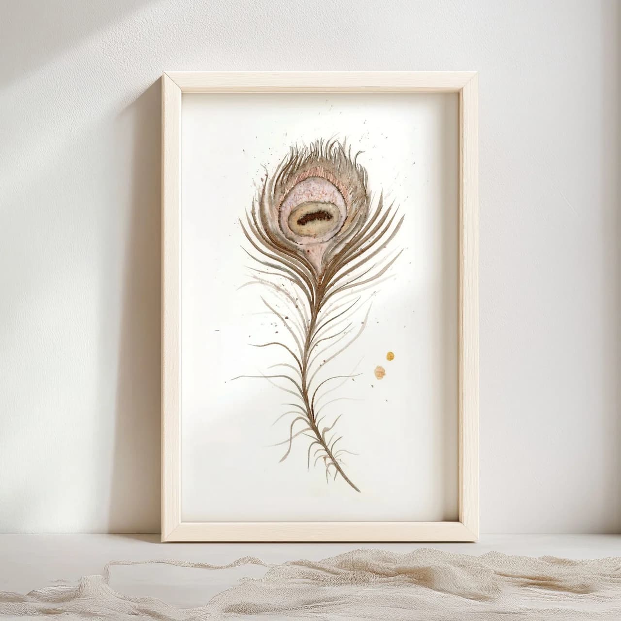 Peafowl shown in a room setting