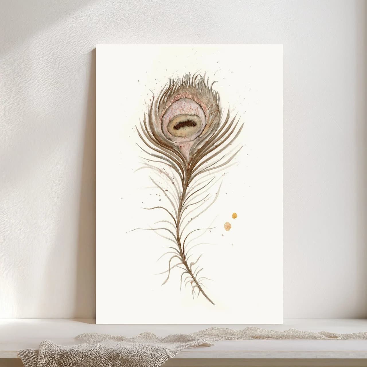 Peafowl shown in a room setting