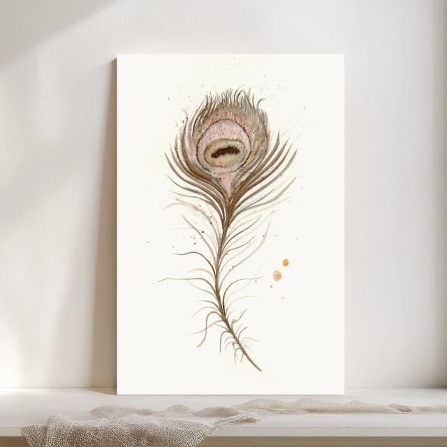 Peafowl shown in a room setting