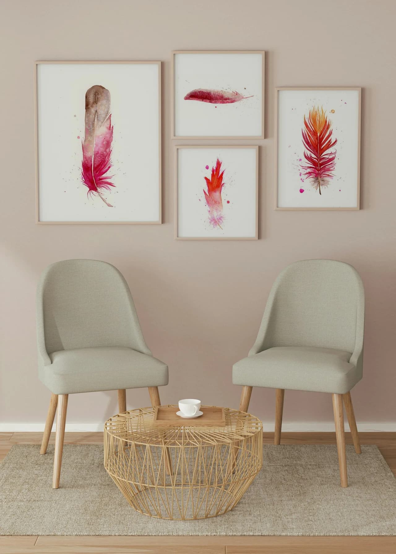 Female Cardinal shown in a room setting