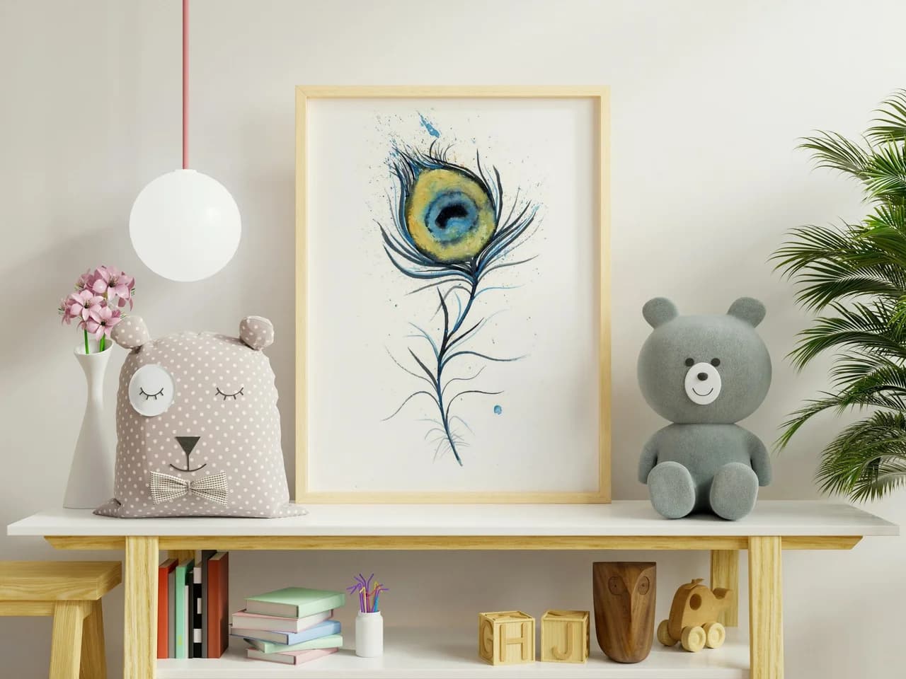 Peacock shown in a room setting