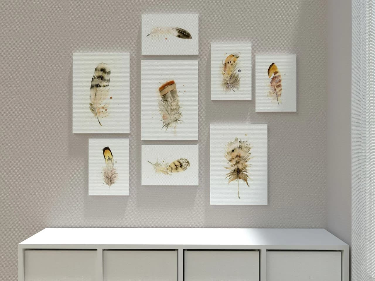 Peregrine Falcon shown in a room setting
