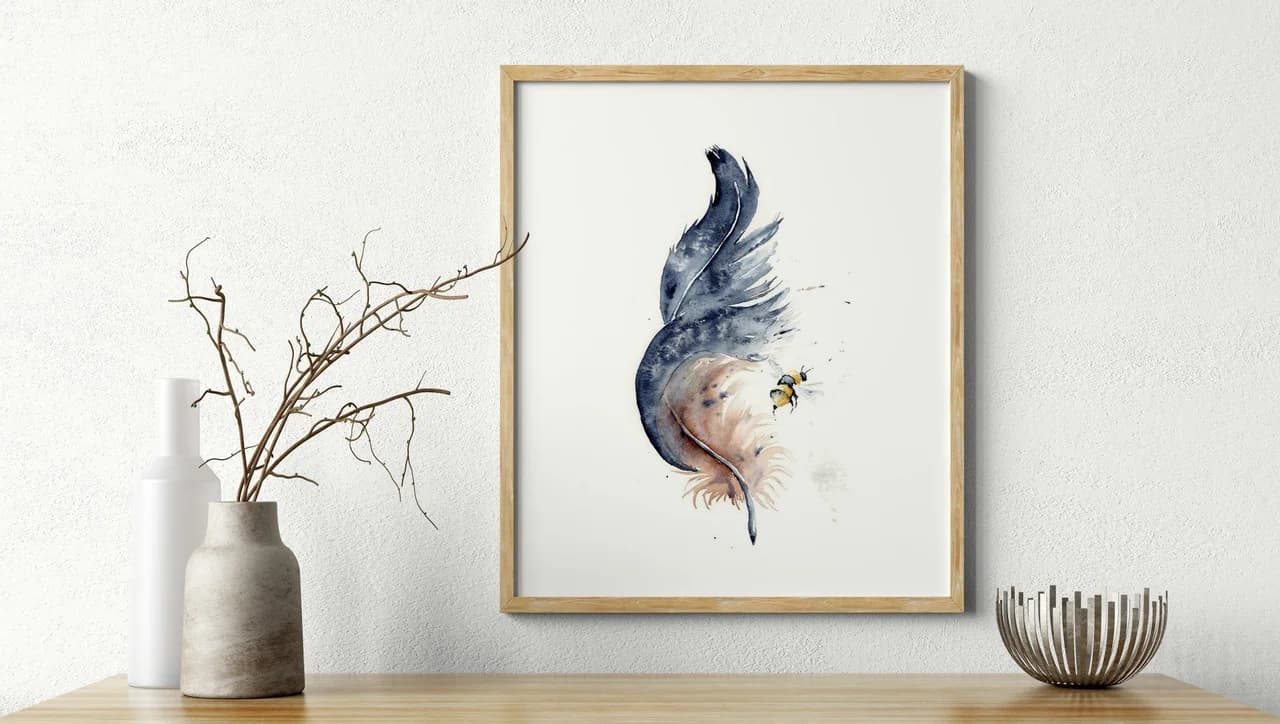 Common Grackle shown in a room setting