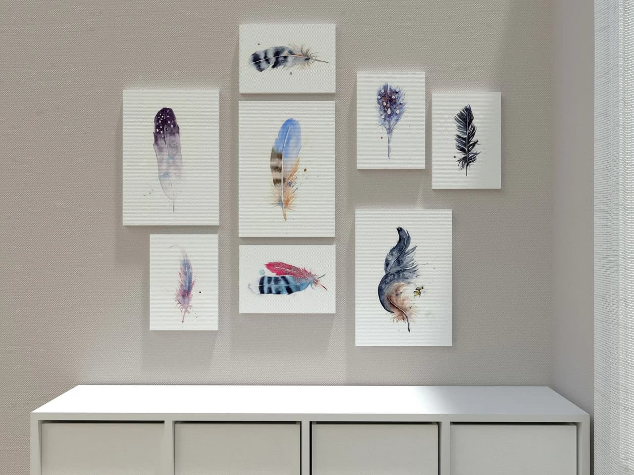 Common Grackle shown in a room setting