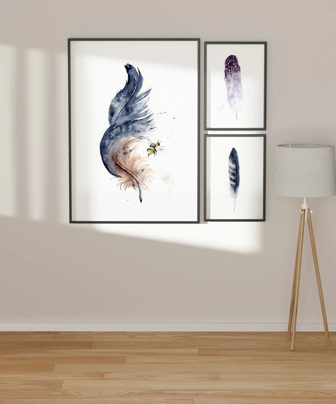 Common Grackle shown in a room setting