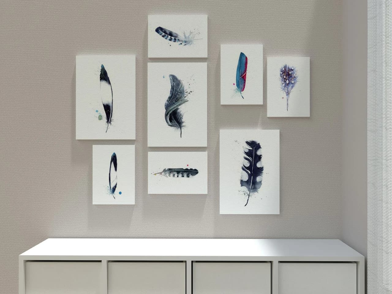 Pied Crow shown in a room setting