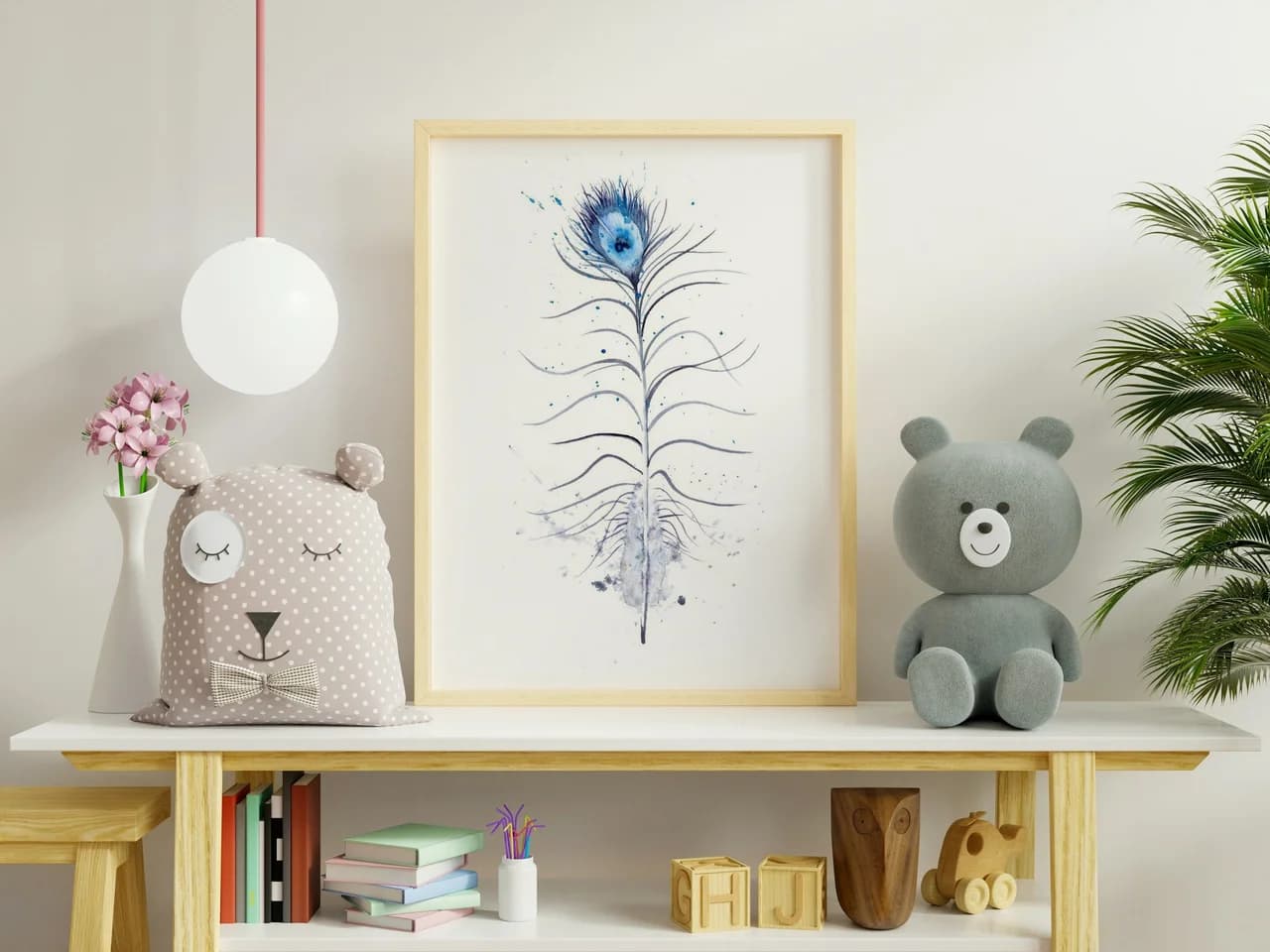 Peacock shown in a room setting