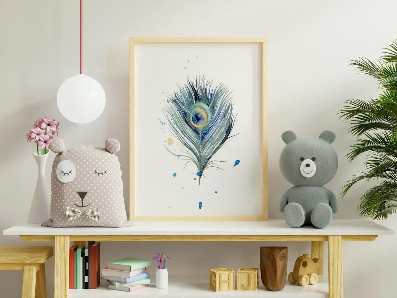 Peacock shown in a room setting
