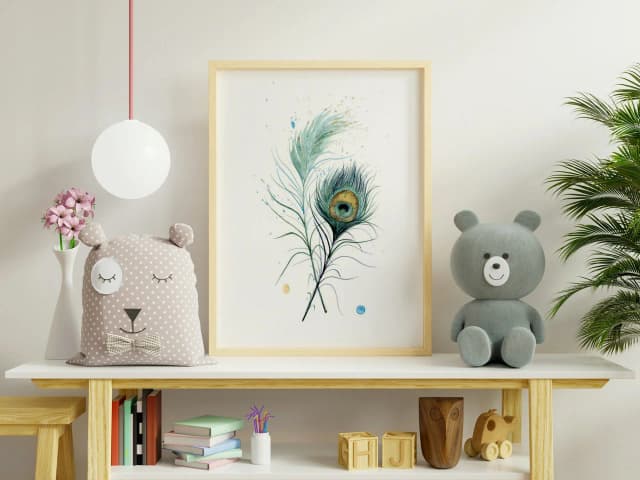 Peacock shown in a room setting