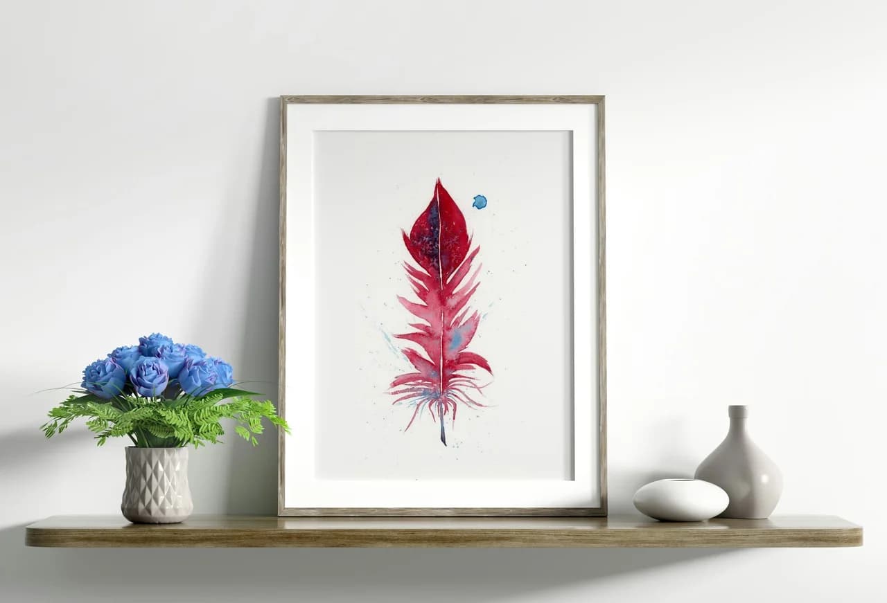 Scarlet Macaw shown in a room setting