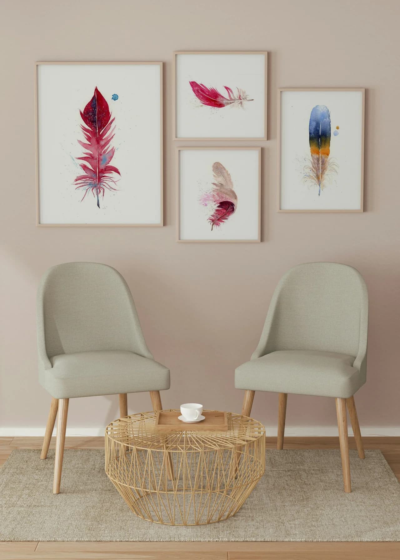 Scarlet Macaw shown in a room setting