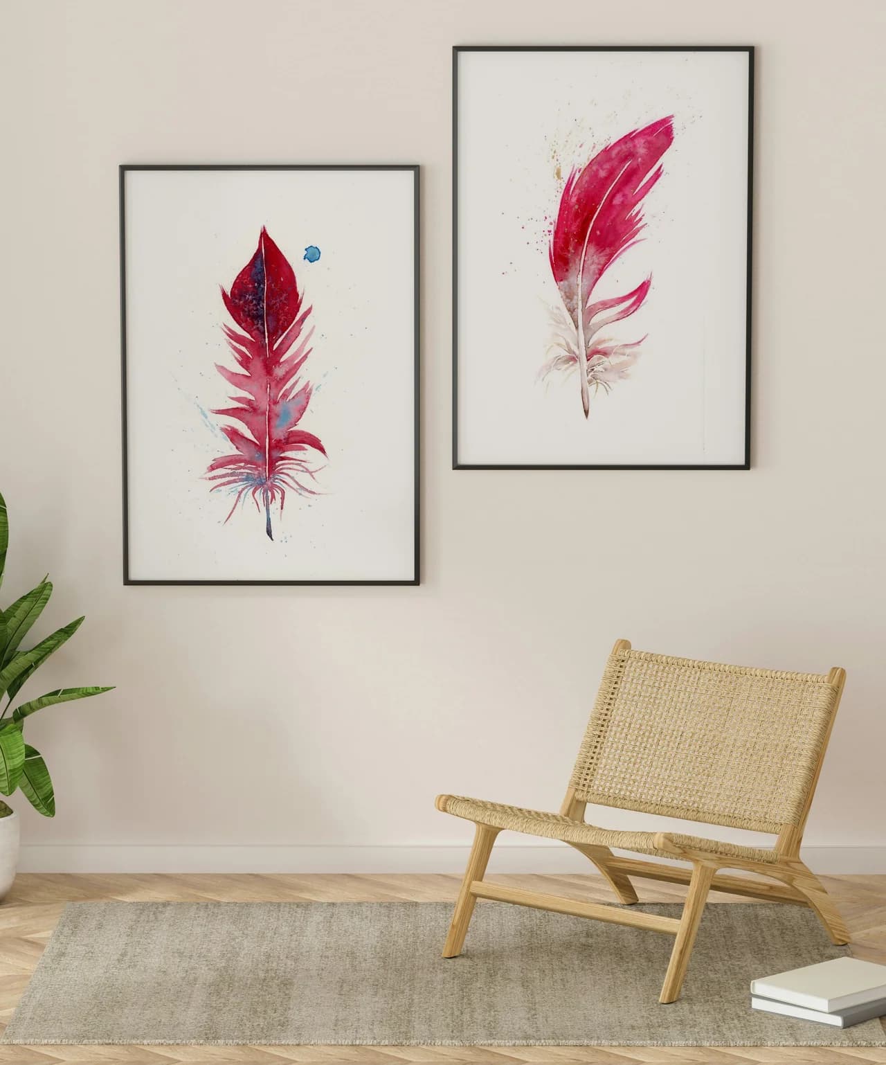Scarlet Macaw shown in a room setting