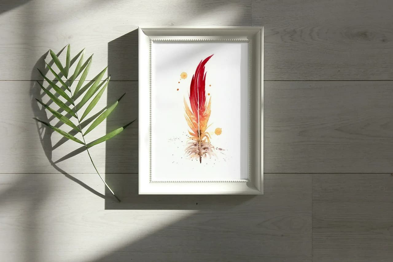 Flame-colored Tanager shown in a room setting