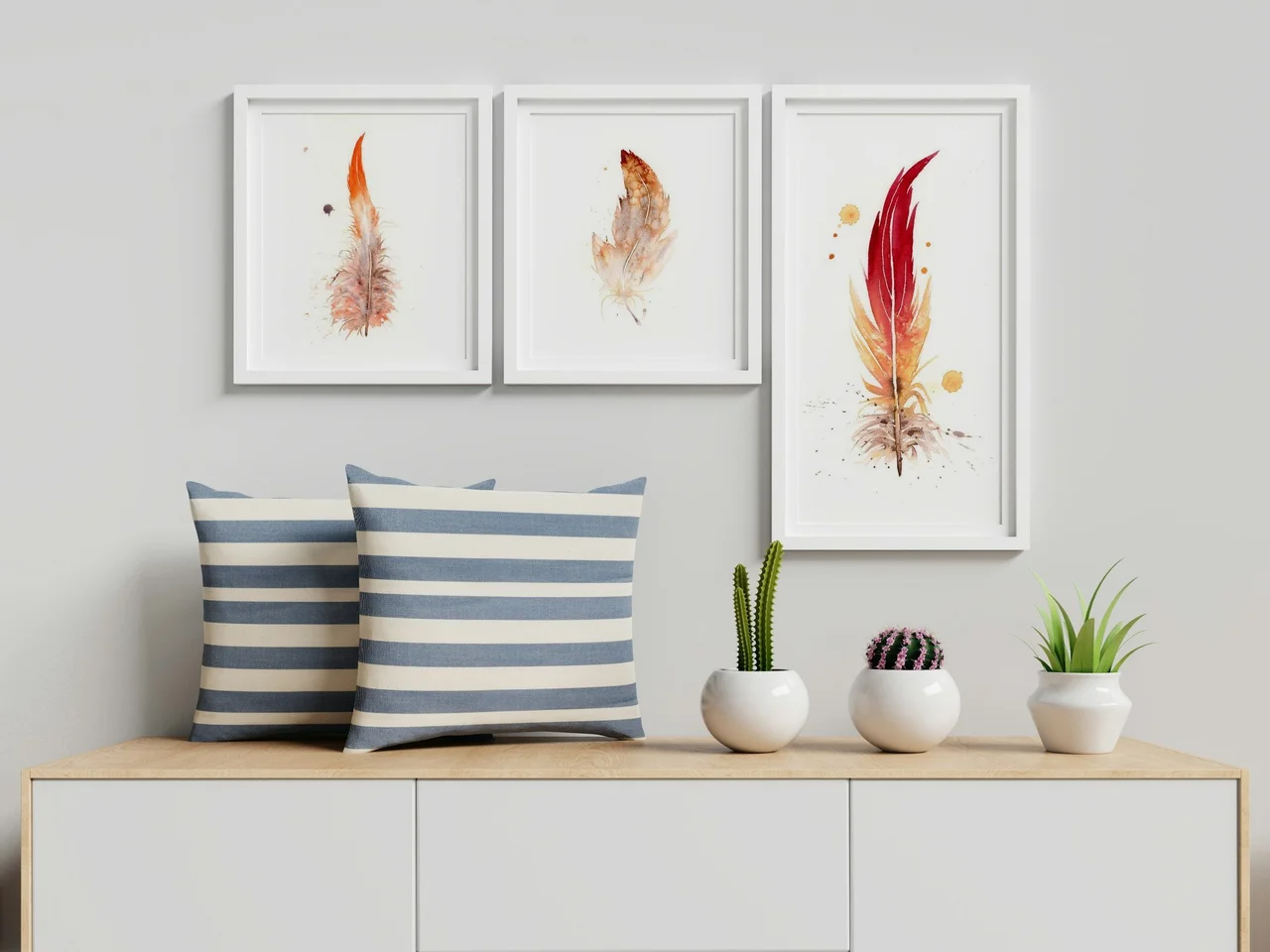 Flame-colored Tanager shown in a room setting