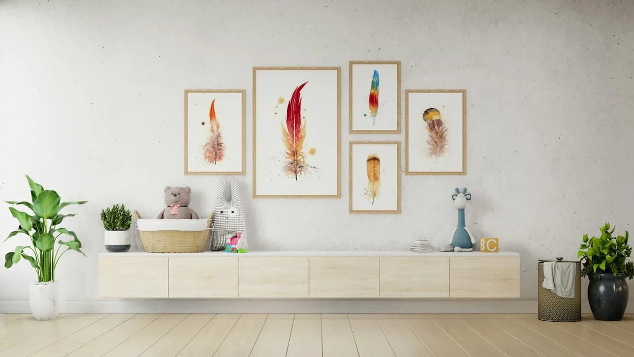 Flame-colored Tanager shown in a room setting
