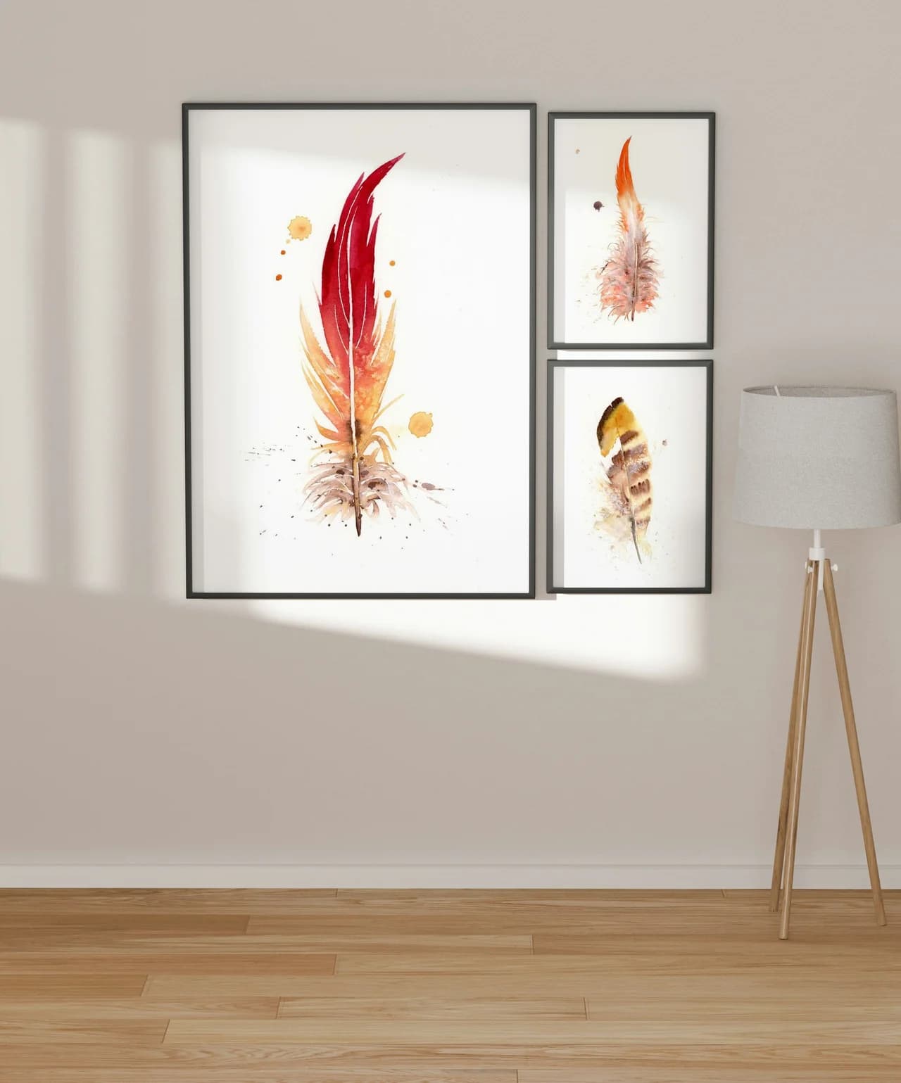 Flame-colored Tanager shown in a room setting
