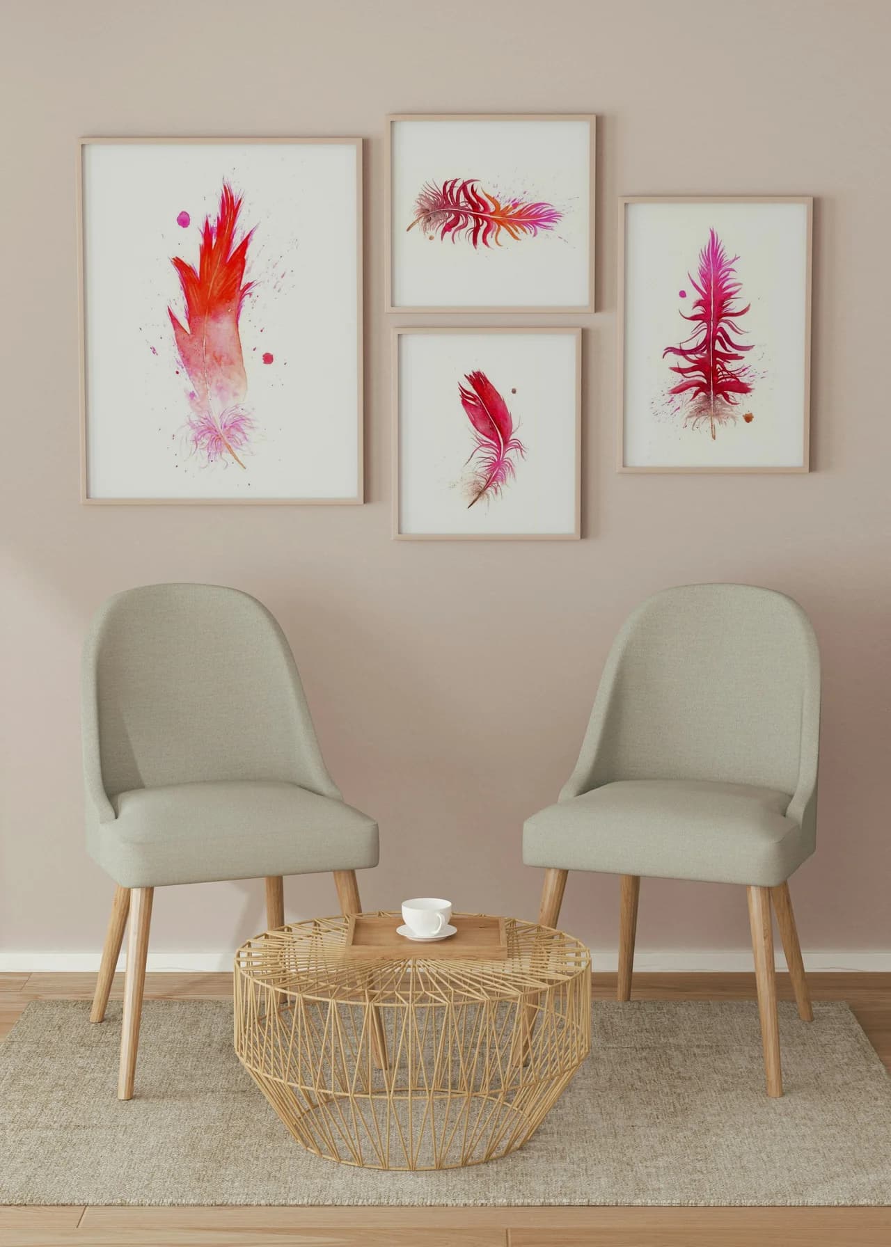 Flamingo shown in a room setting