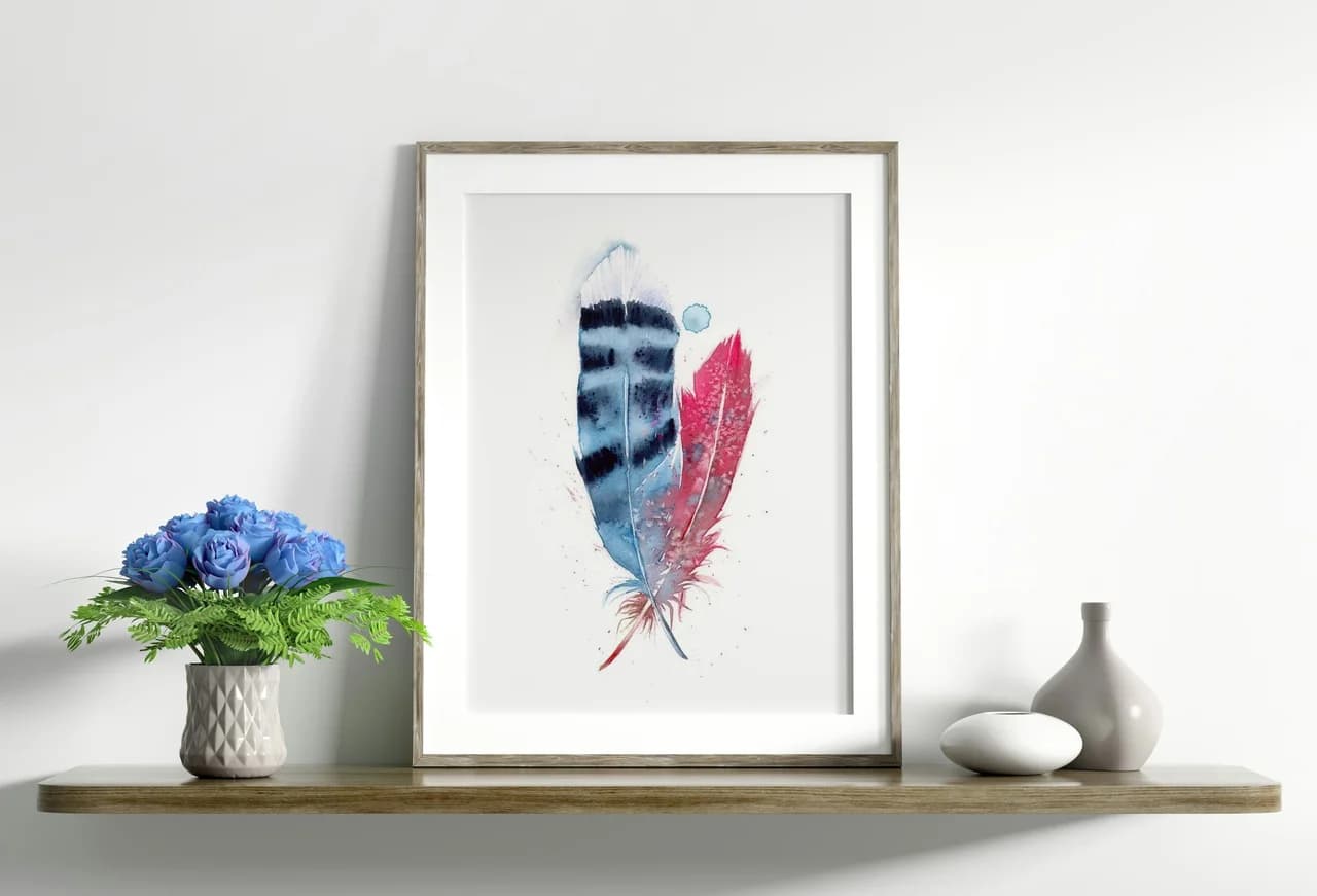 Blue Jay & Cardinal shown in a room setting