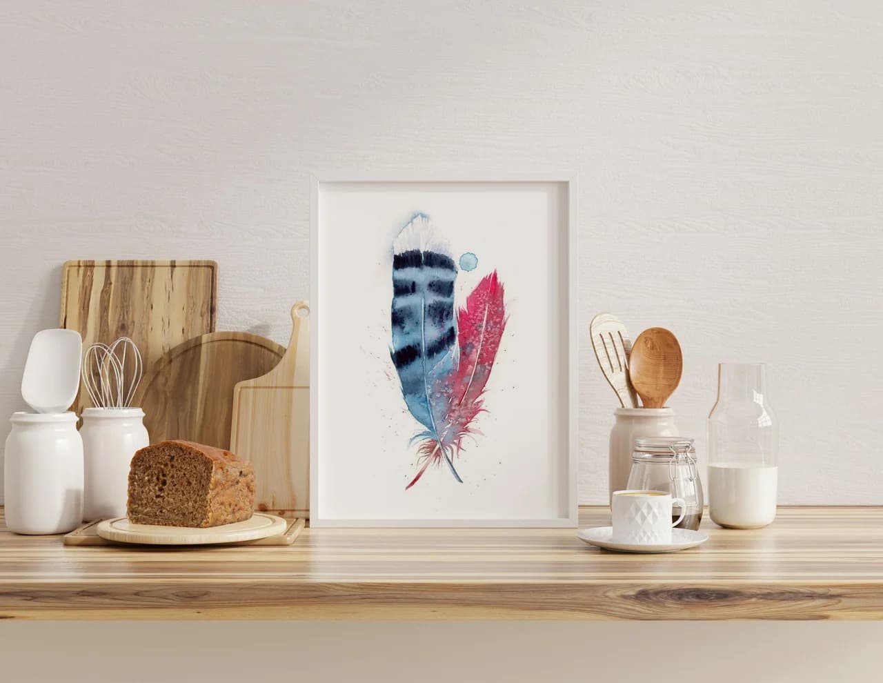 Blue Jay & Cardinal shown in a room setting