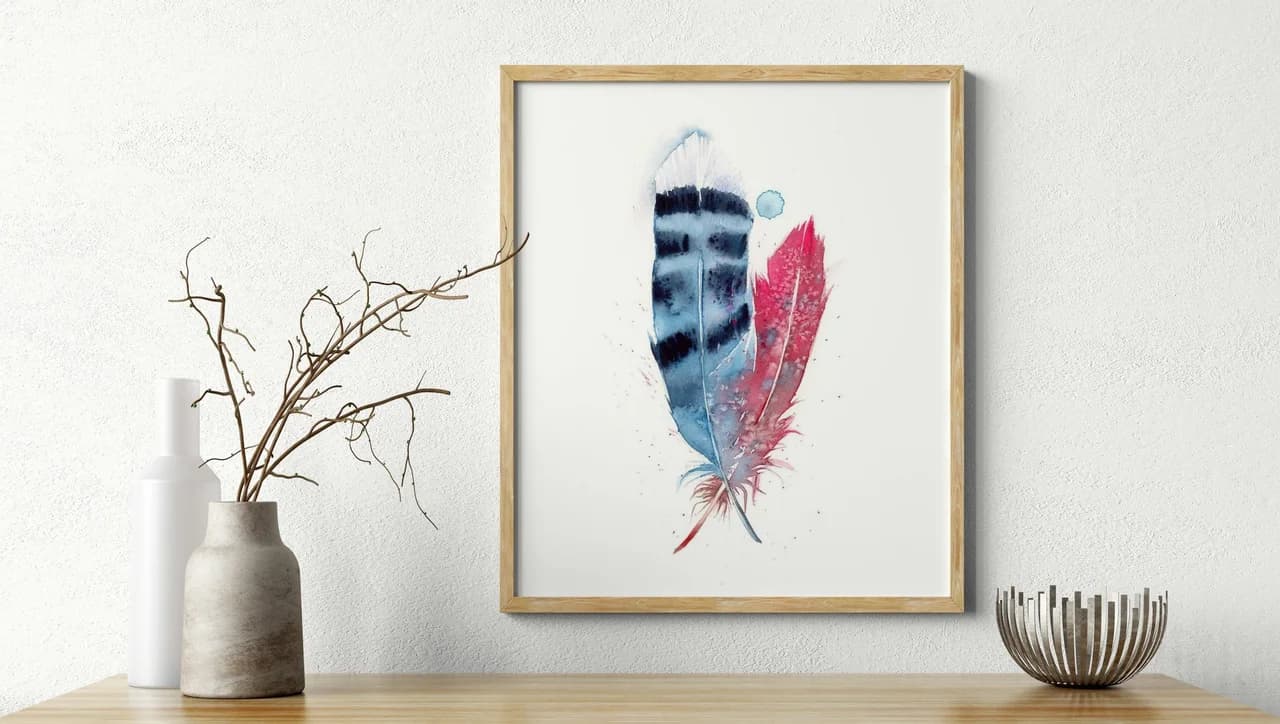 Blue Jay & Cardinal shown in a room setting