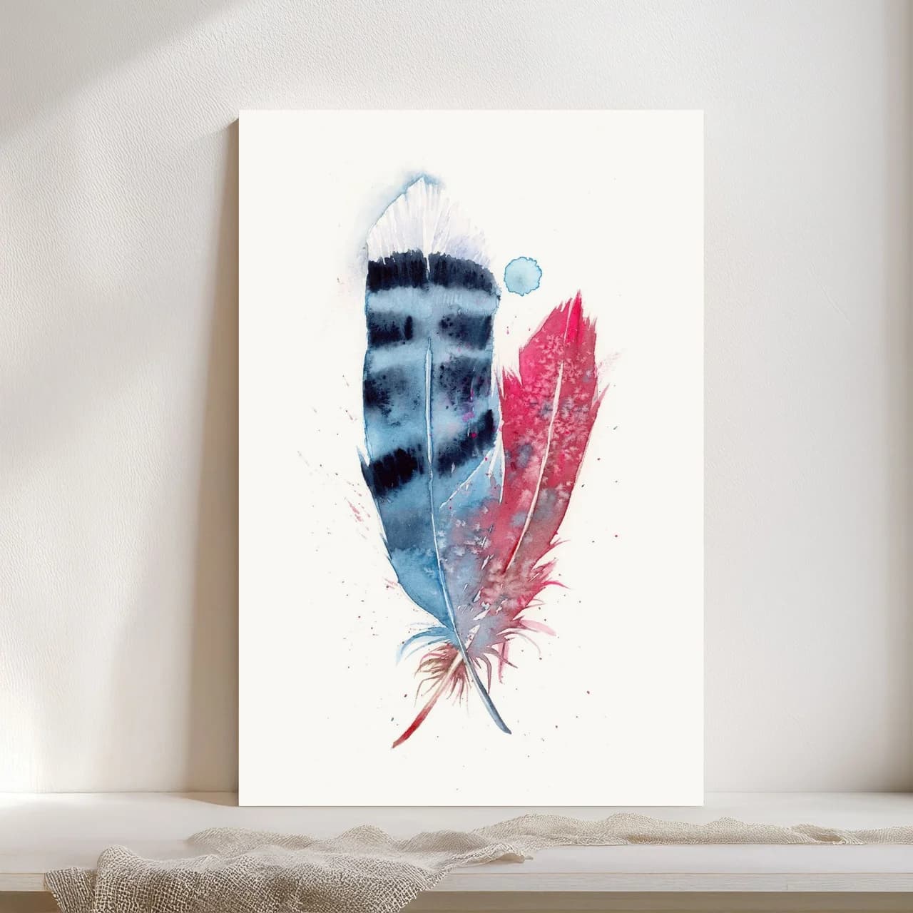 Blue Jay & Cardinal shown in a room setting