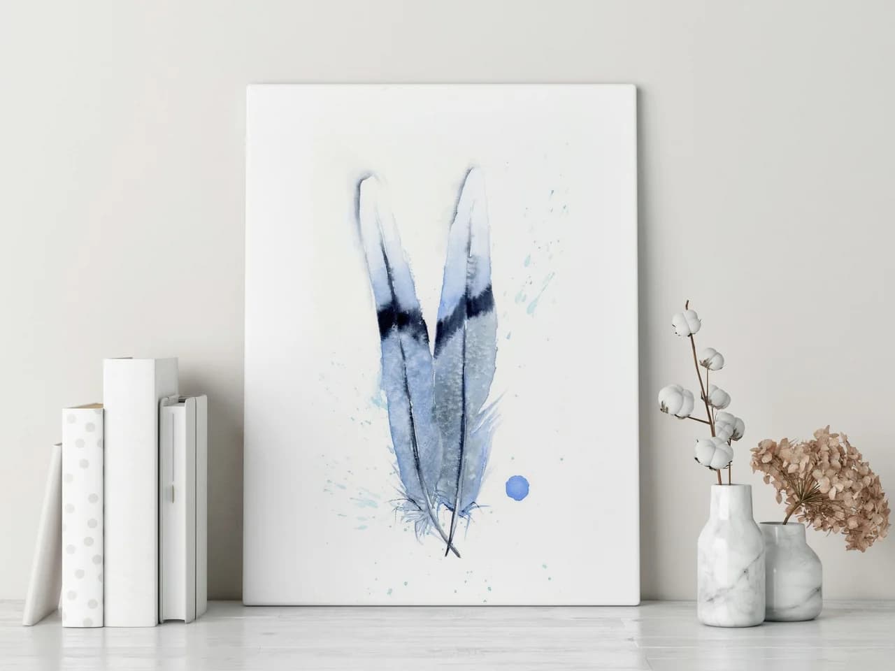 Two Doves shown in a room setting