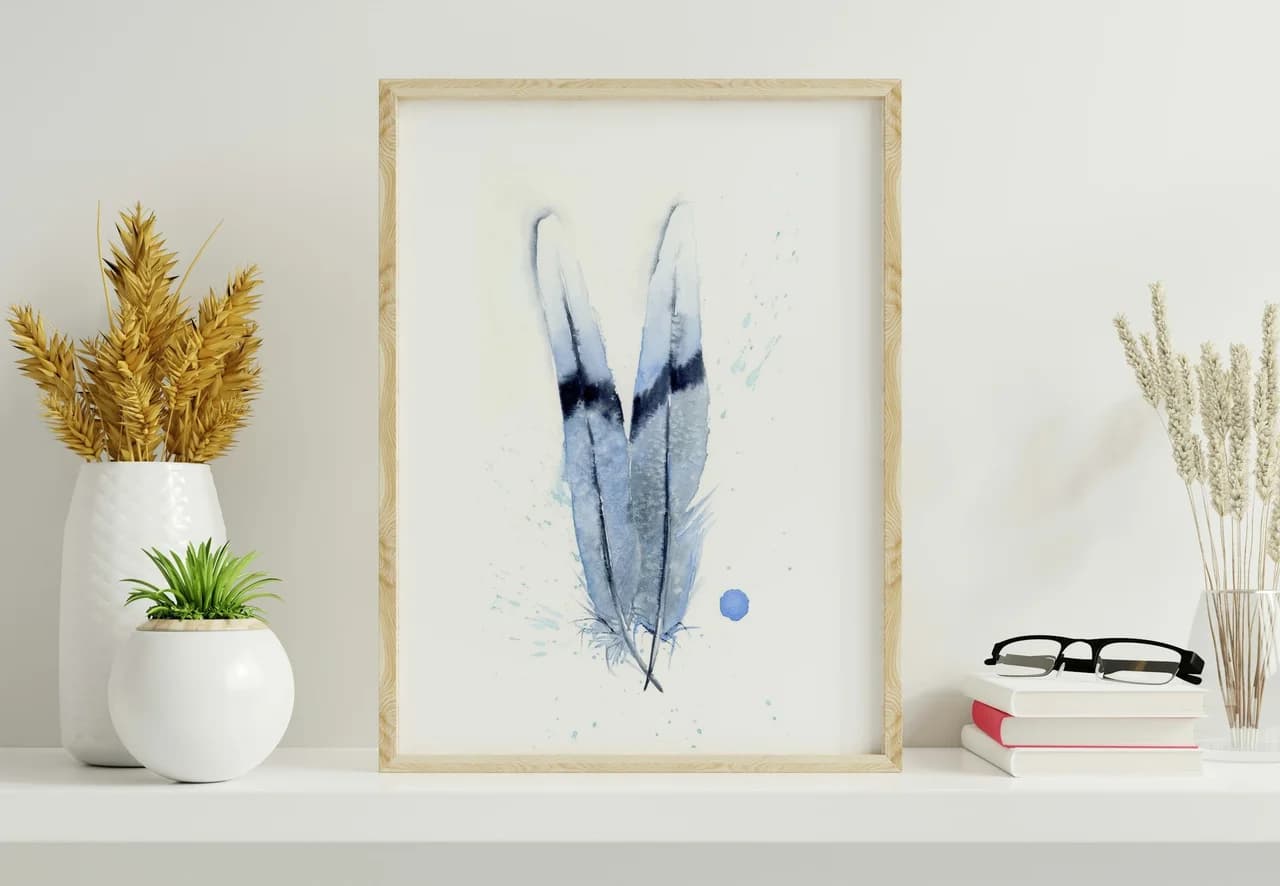 Two Doves shown in a room setting